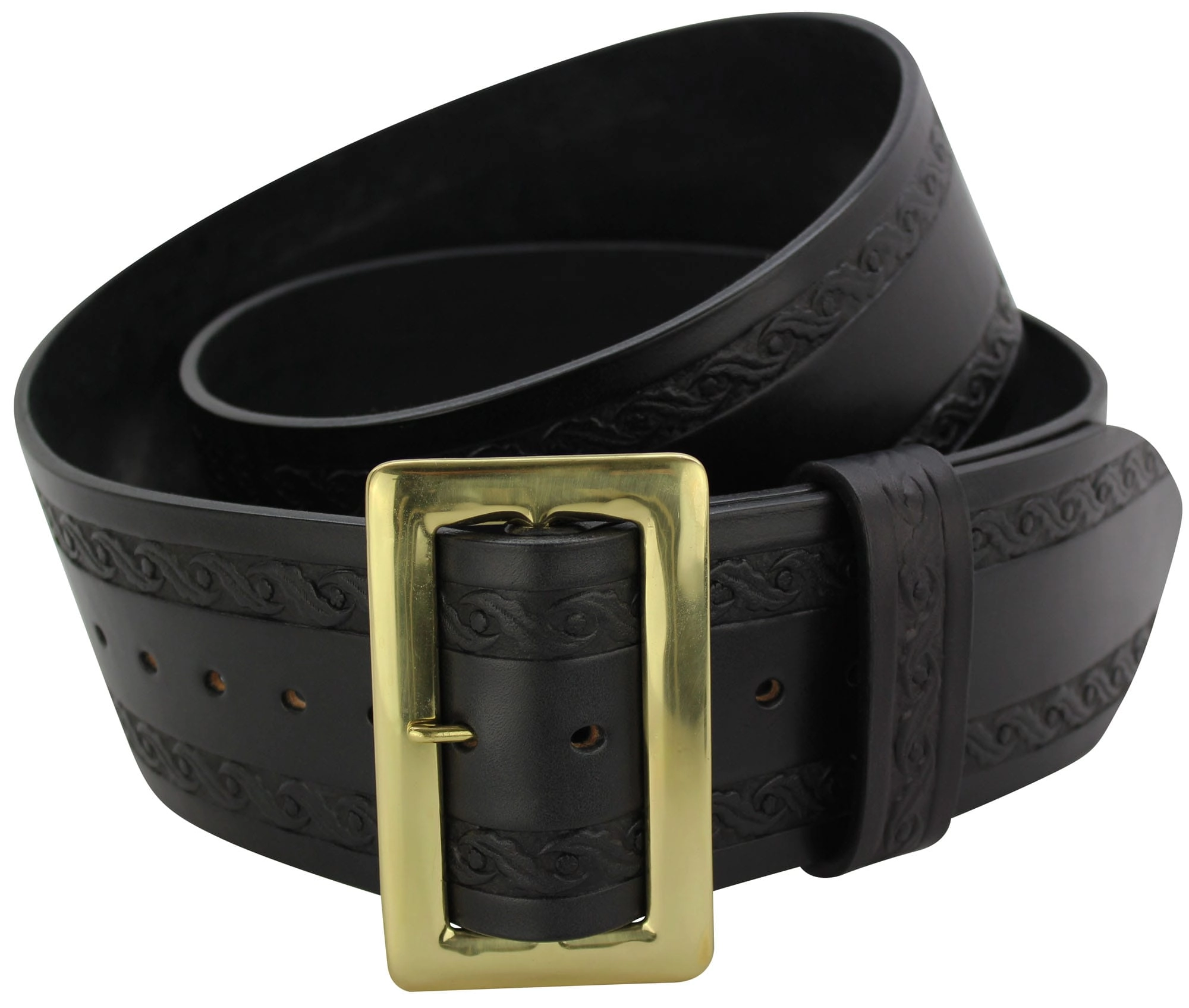 The Santa Claus: Black Premium Leather Oak Leaf Embossed 3.50" Professional Belt