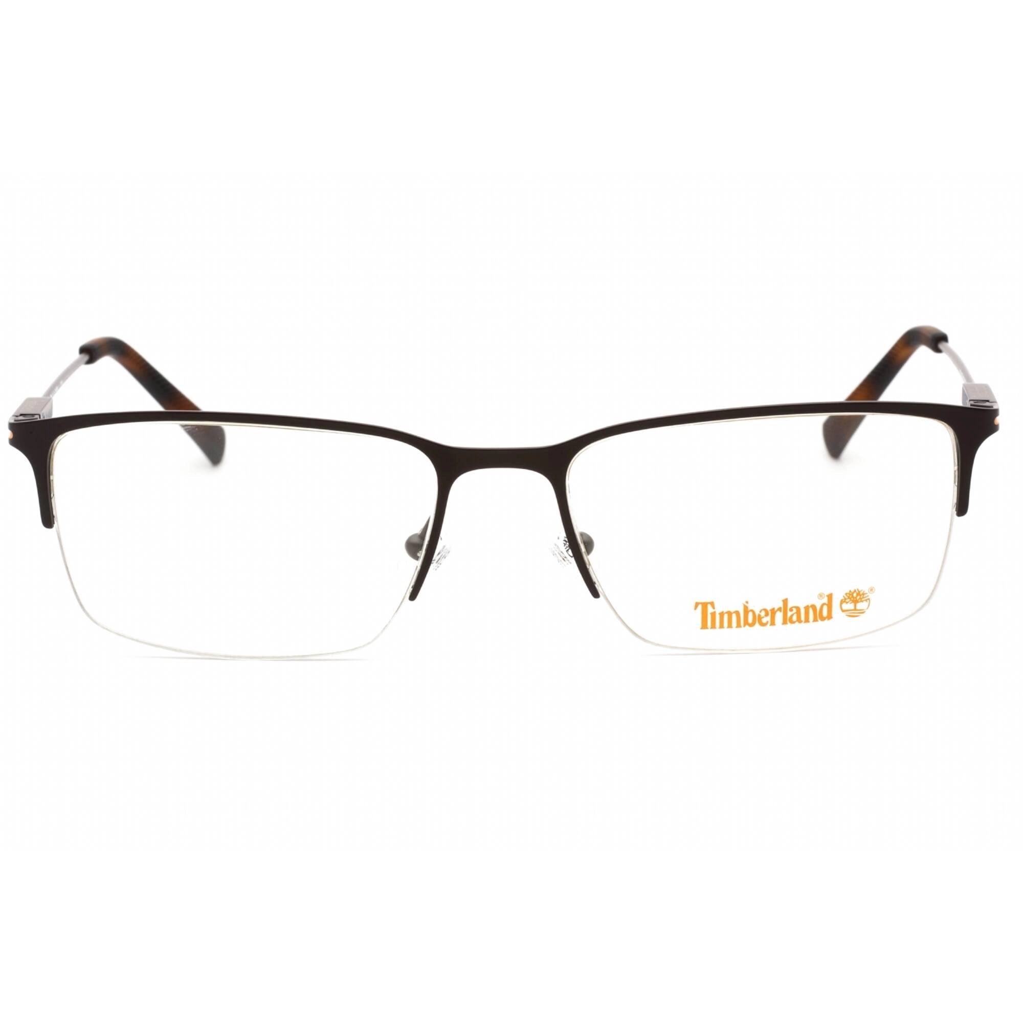 Timberland Men's Eyeglasses - Matte Dark Brown Half Rim Rectangular Frame | TB1758 049
