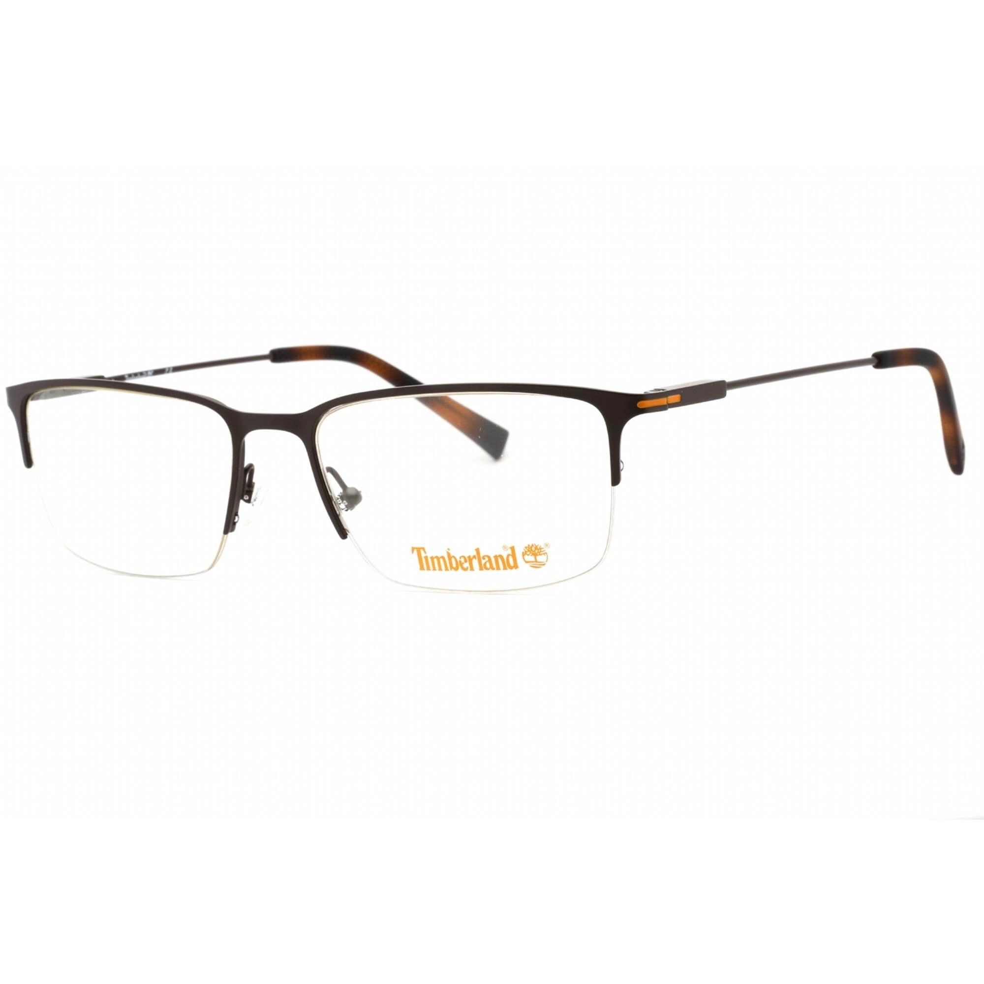 Timberland Men's Eyeglasses - Matte Dark Brown Half Rim Rectangular Frame | TB1758 049