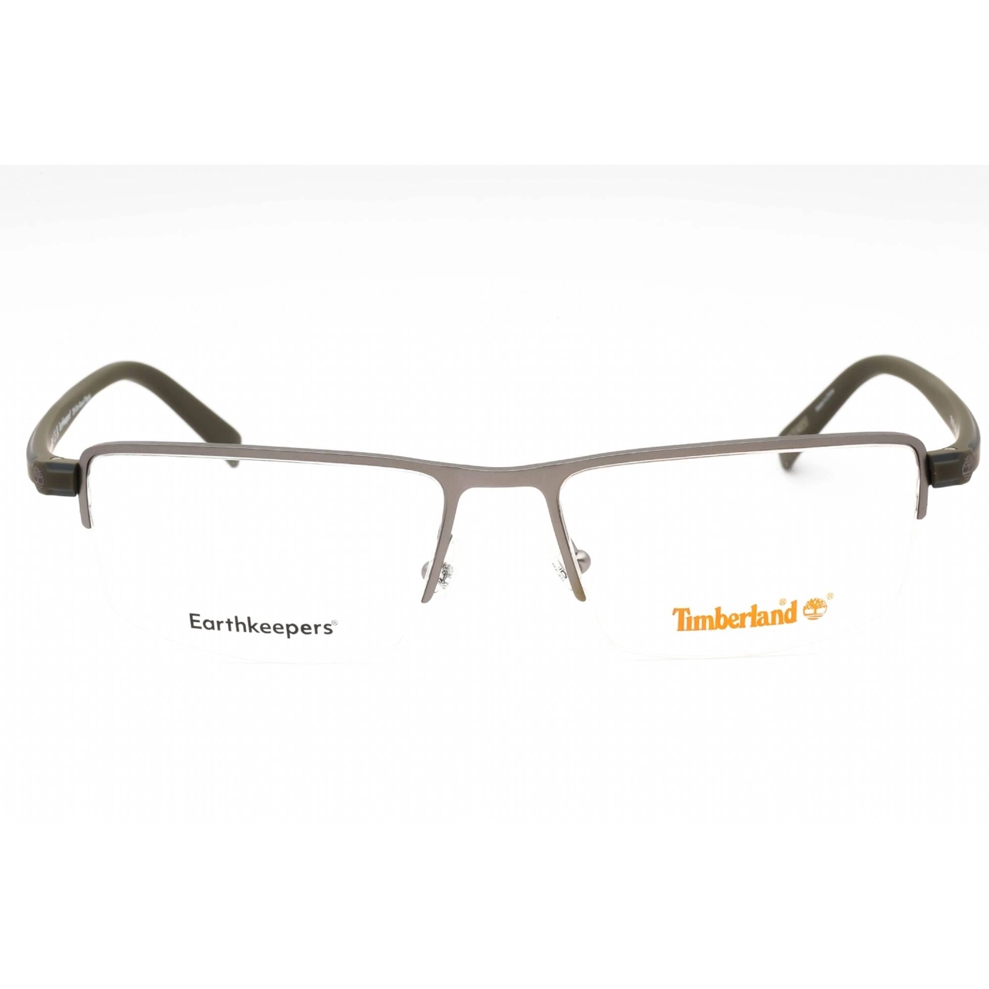 Timberland Men's Eyeglasses - Matte Gunmetal Rectangular Half Rim Frame | TB1821 009