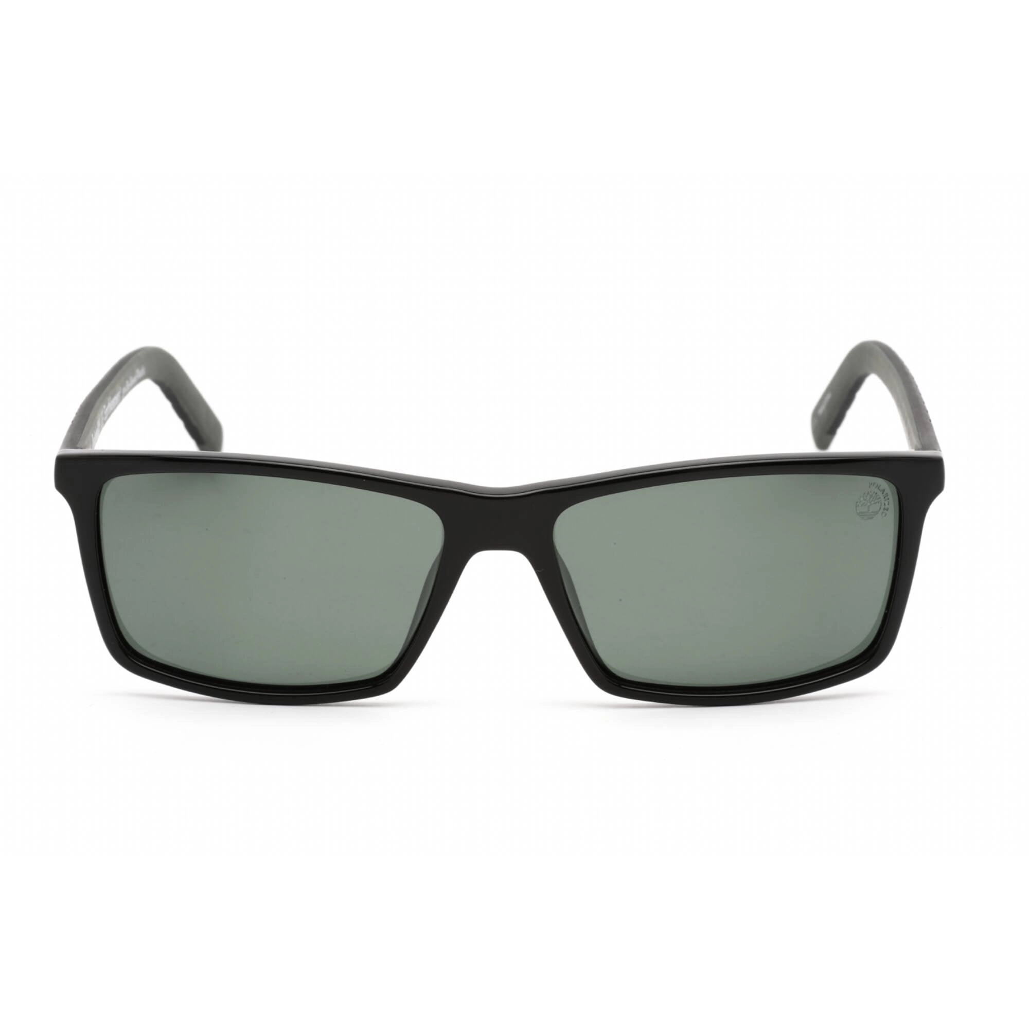 Timberland Men's Sunglasses - Shiny Matte Black Rectangular Plastic Frame | TB9222 01R