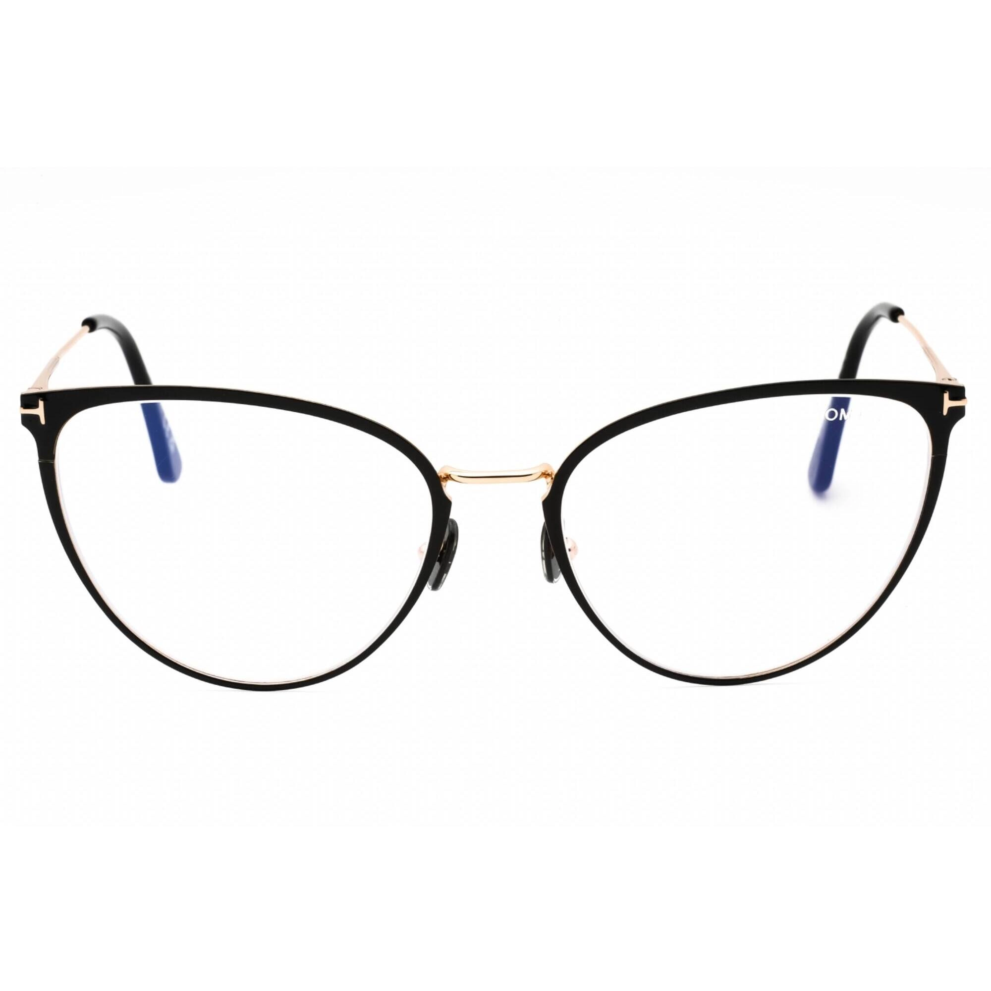 Tom Ford Women's Eyeglasses - Shiny Black Cat Eye Metal Full Rim Frame | FT5840-B 001