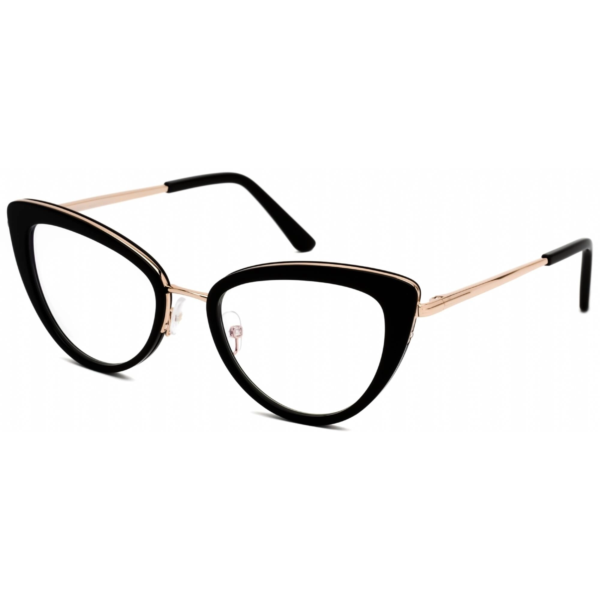 Tom Ford Women's Eyeglasses - Shiny Black Metal Cat Eye Full Rim Frame | FT5580-B 001