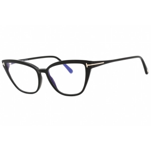 Tom Ford Women's Eyeglasses - Shiny Black Plastic Full Rim Round Frame | FT5825-B 001