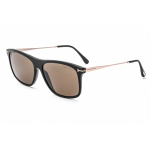 Tom Ford Women's Sunglasses - Shiny Black Acetate Square Frame Brown Lens | FT0588 01E