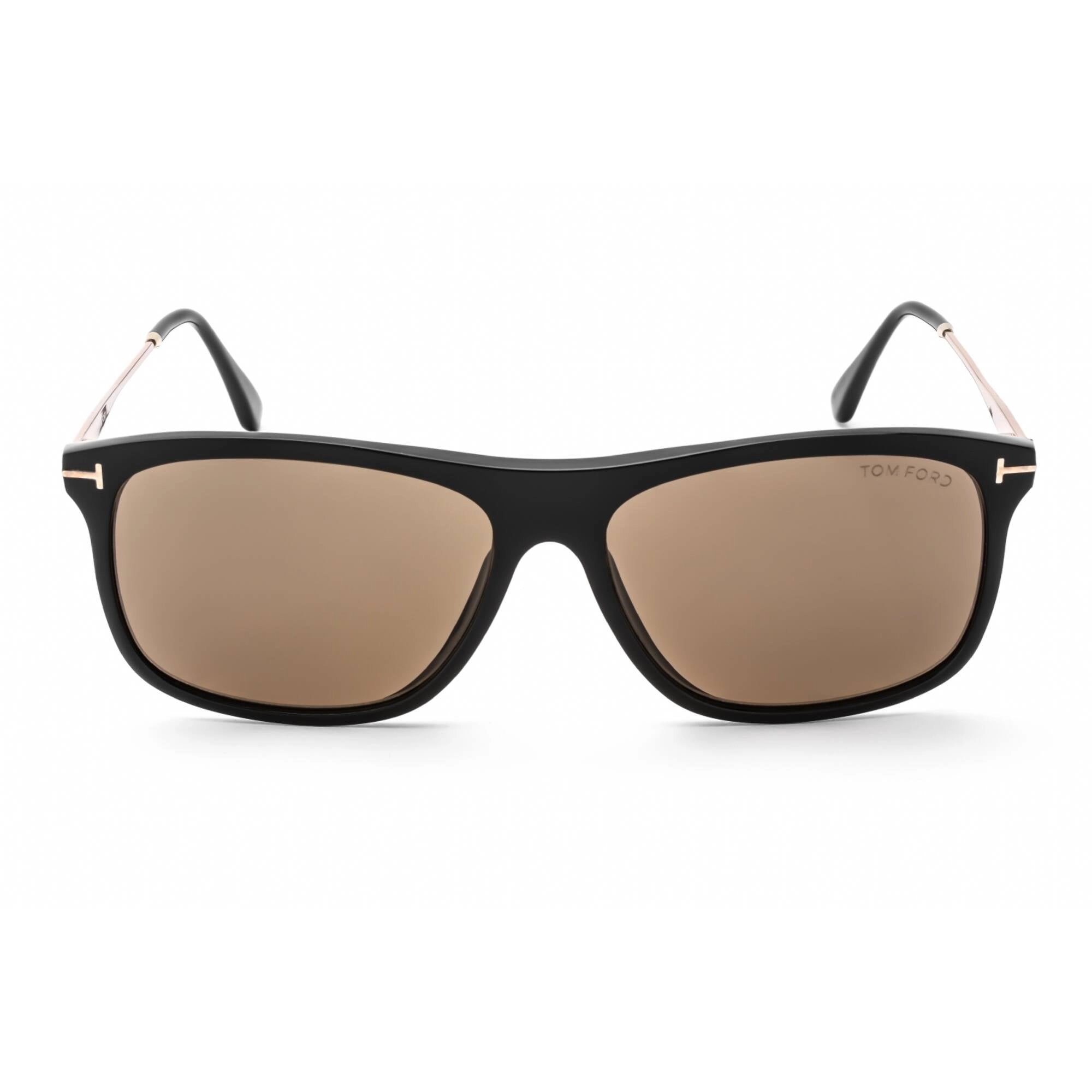 Tom Ford Women's Sunglasses - Shiny Black Acetate Square Frame Brown Lens | FT0588 01E