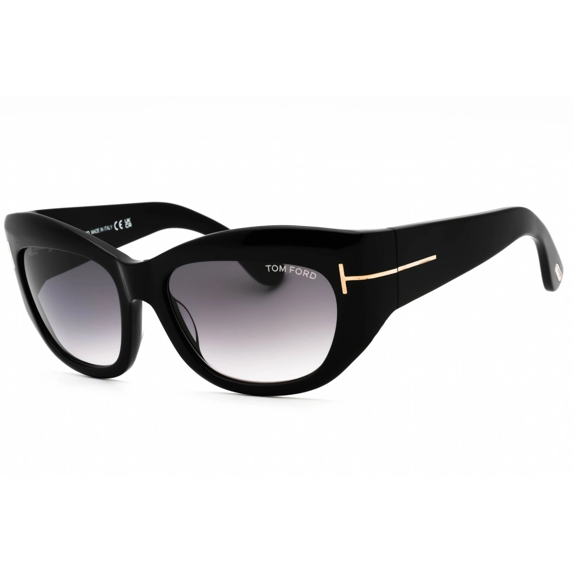 Tom Ford Women's Sunglasses - Shiny Black Cat Eye Acetate Full Rim Frame | FT1065 01B