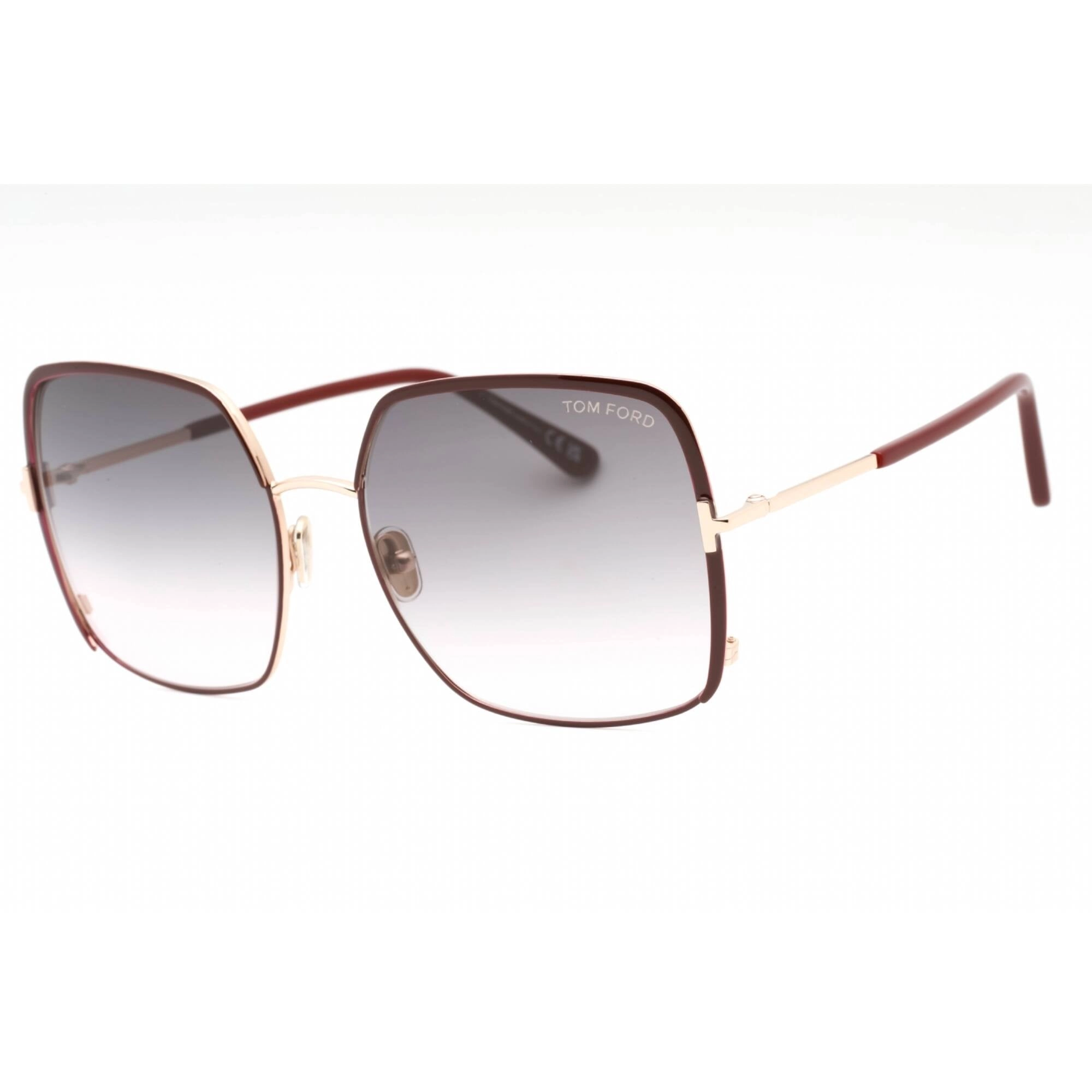 Tom Ford Women's Sunglasses - Shiny Bordeaux Metal Square Full Rim Frame | FT1006 69W