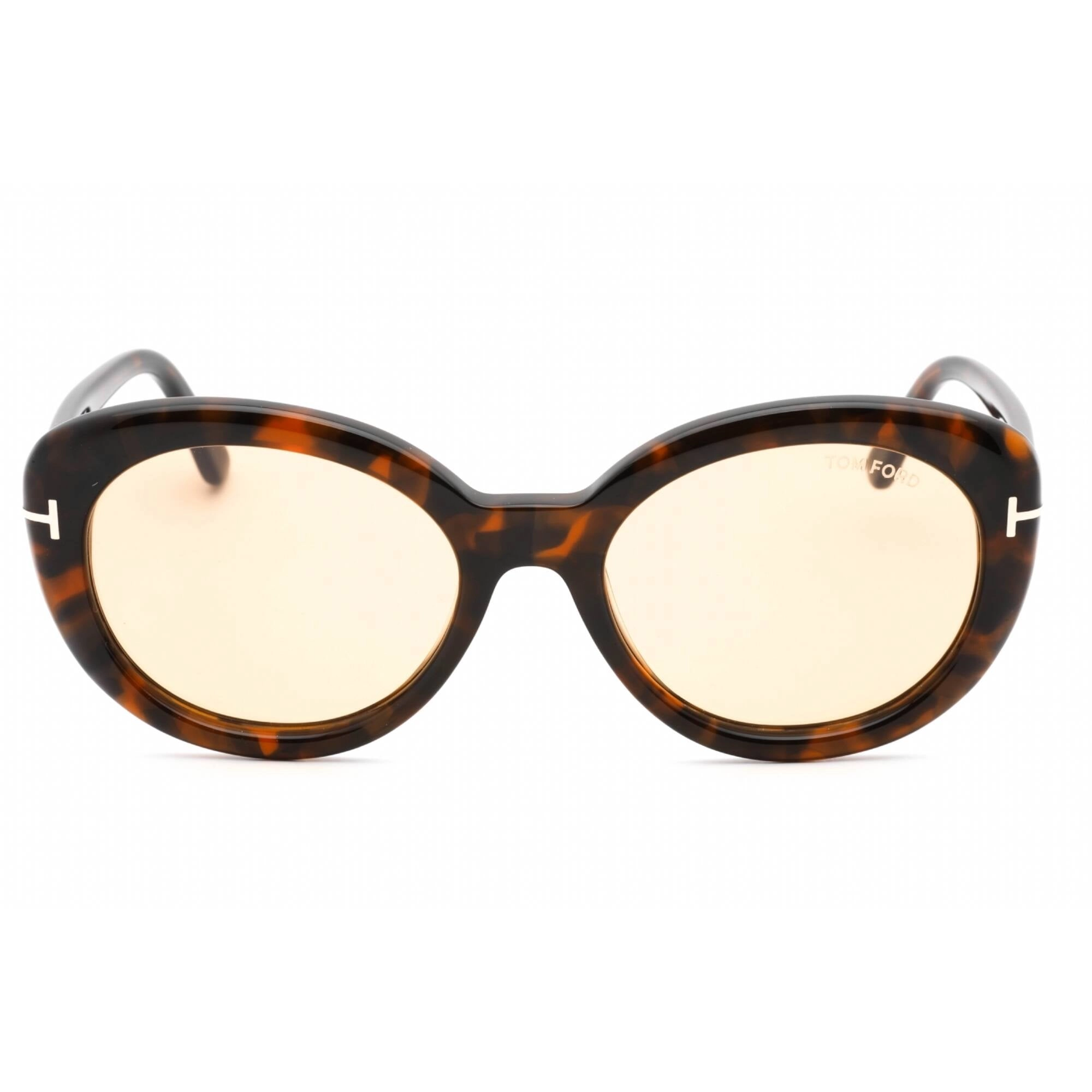 Tom Ford Women's Sunglasses - Shiny Dark Havana Plastic Cat Eye Frame | FT1009 52E