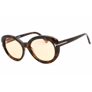 Tom Ford Women's Sunglasses - Shiny Dark Havana Plastic Cat Eye Frame | FT1009 52E