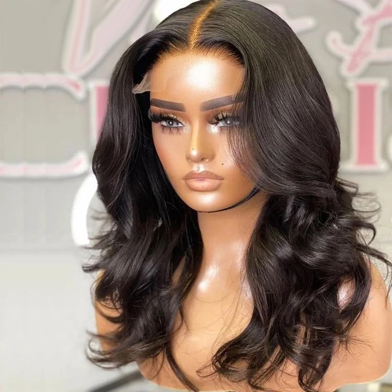 Tuneful Double Drawn Body Wave Shoulder Length Glueless 6x5 13x6 Lace Closure Frontal Wigs