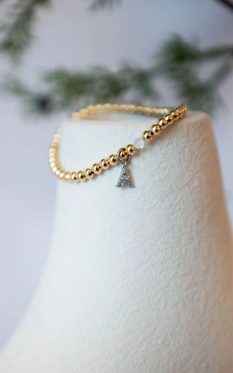 Twisted Baubles- Initial Pave Svarowski Gold Plated Bracelet
