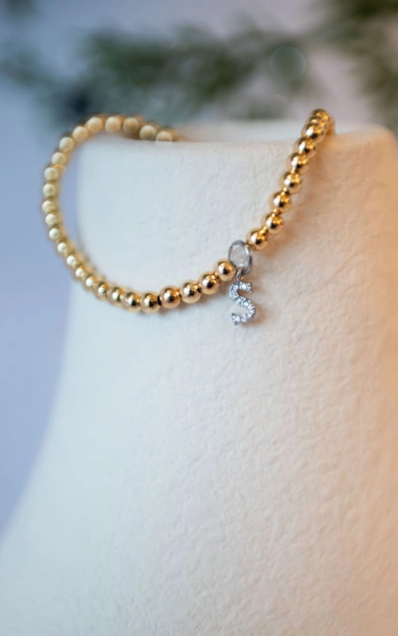 Twisted Baubles- Initial Pave Svarowski Gold Plated Bracelet