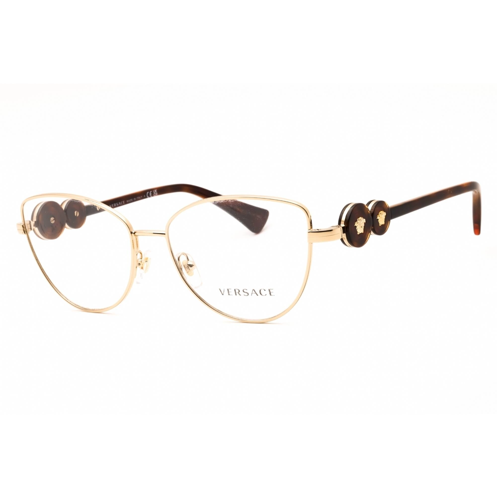 Versace Women's Eyeglasses - Light Gold Metal Cat Eye Full Rim Frame | 0VE1284 1489