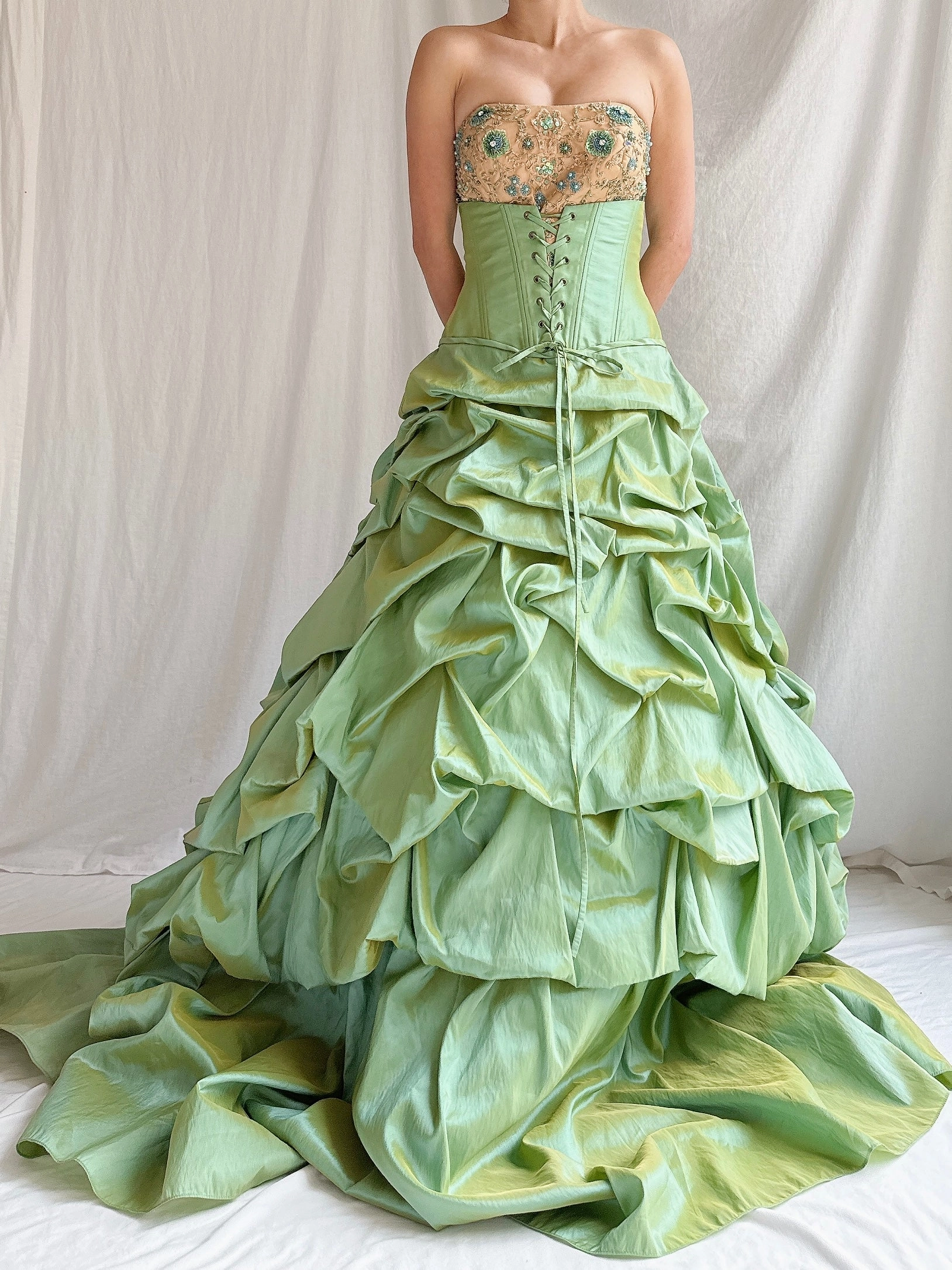 Vintage Alliage Paris Ruche Iridescent Gown - XS-M