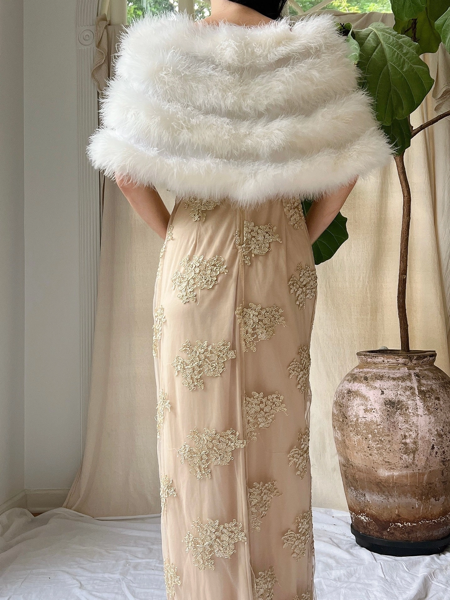 Vintage Marabou Feather Shawl - OSFM