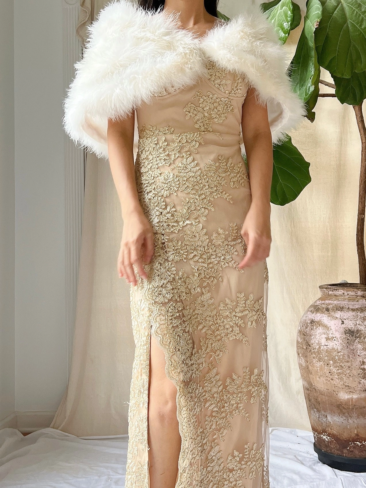 Vintage Marabou Feather Shawl - OSFM