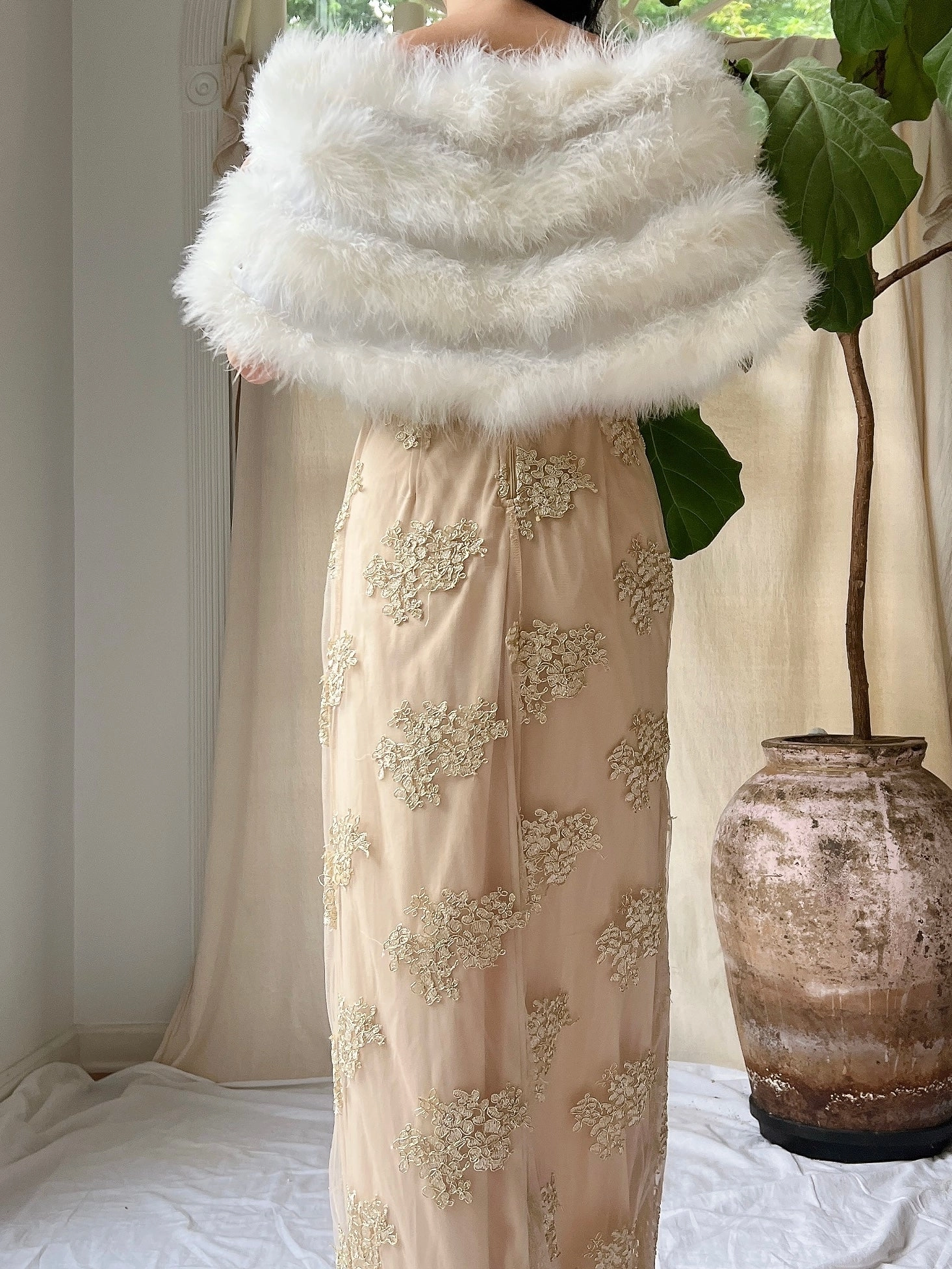 Vintage Marabou Feather Shawl - OSFM