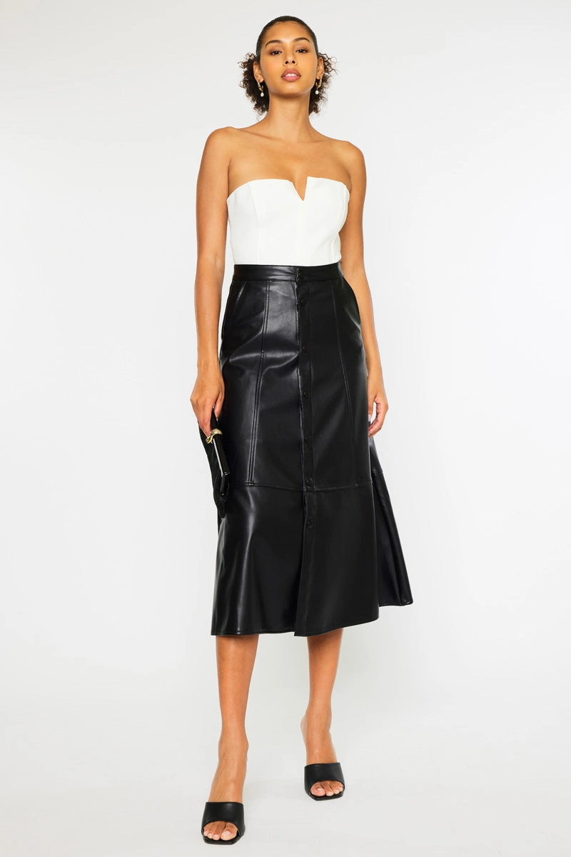 Wanda High Rise Faux Leather Long Skirt