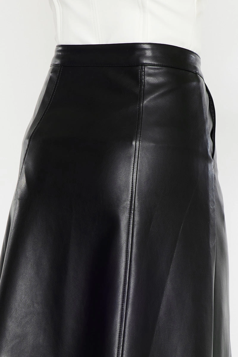 Wanda High Rise Faux Leather Long Skirt