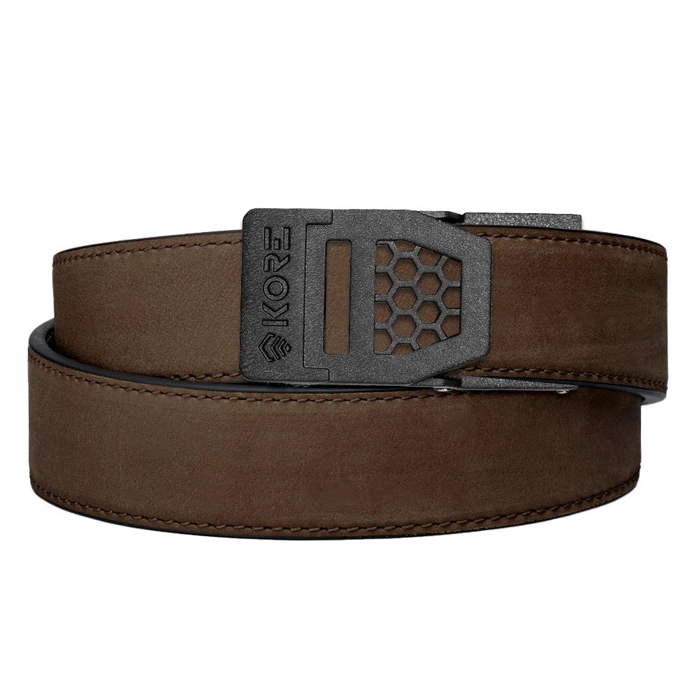 X SERIES BUCKLE  | COFFEE BUFFALO LEATHER GUN BELT 1.5"