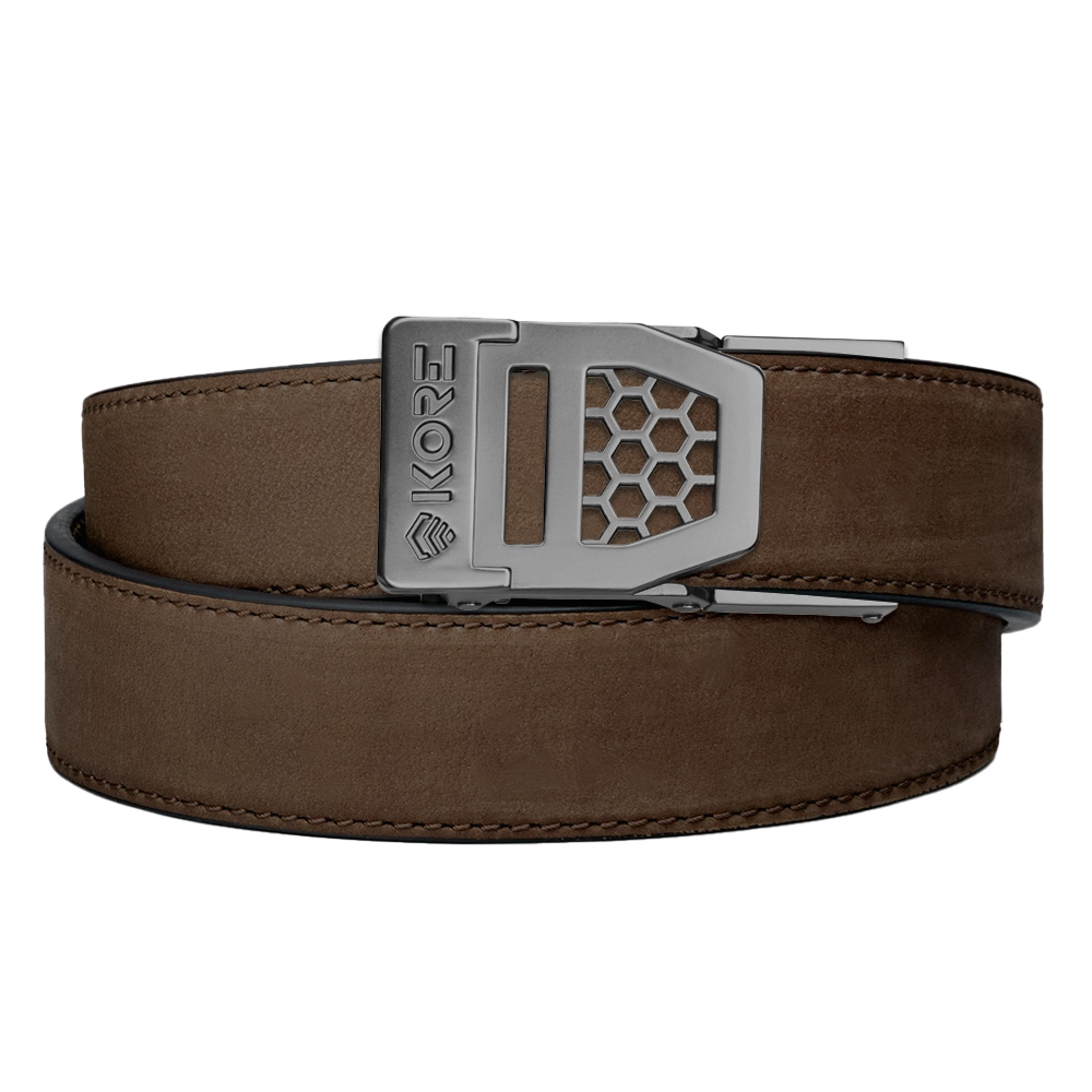 X SERIES BUCKLE  | COFFEE BUFFALO LEATHER GUN BELT 1.5"