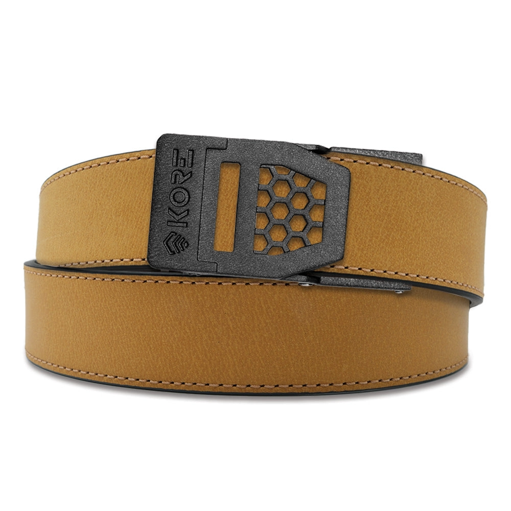 X SERIES BUCKLE  | TAN BUFFALO LEATHER GUN BELT 1.5"