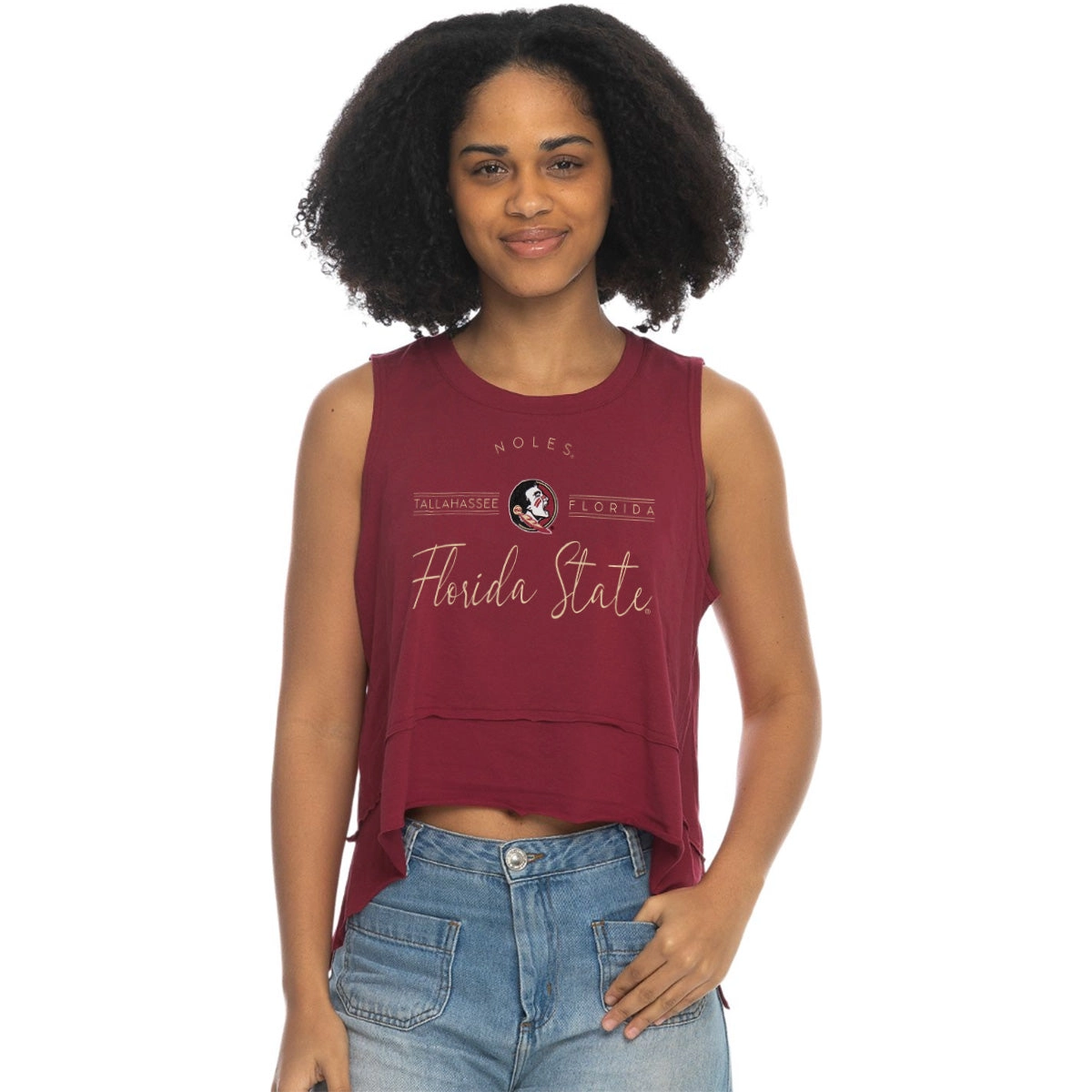 ZooZatz Women's Seminole Logo/Noles/Florida State Design Tri-blend Flowy Tank - Garnet
