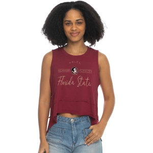ZooZatz Women's Seminole Logo/Noles/Florida State Design Tri-blend Flowy Tank - Garnet